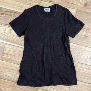 Flax black linen long top